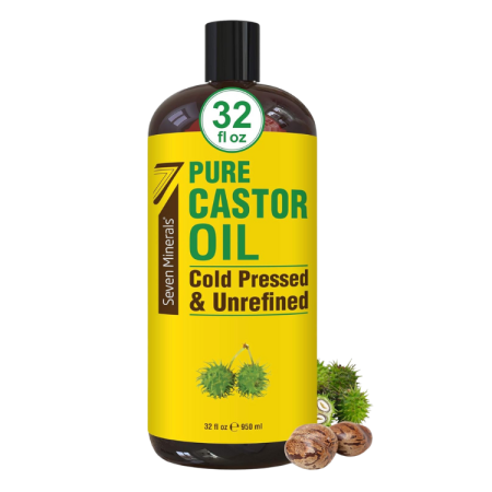 Pure Cold Pressed Castor Oil - Big 32 fl oz Bottle - Unrefined & Hexane Free - 100% Pure Caster Oil for Hair Growth, Thicker Eyelashes & Eyebrows, Dry Skin
