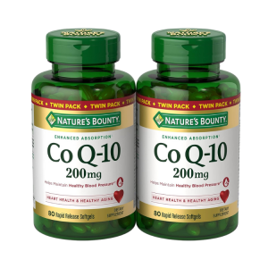 Nature's Bounty CoQ10 200 mg Softgels, Heart Health & Cellular Energy Support, Twin Pack, 160 Rapid Release Softgels