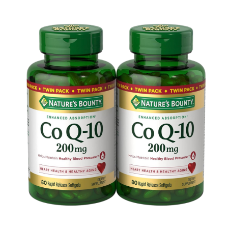 Nature's Bounty CoQ10 200 mg Softgels, Heart Health & Cellular Energy Support, Twin Pack, 160 Rapid Release Softgels
