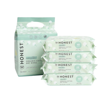 The Honest Company Dry Baby Wipes | 100% Organic Cotton, Gentle, Disposable | 192 Count