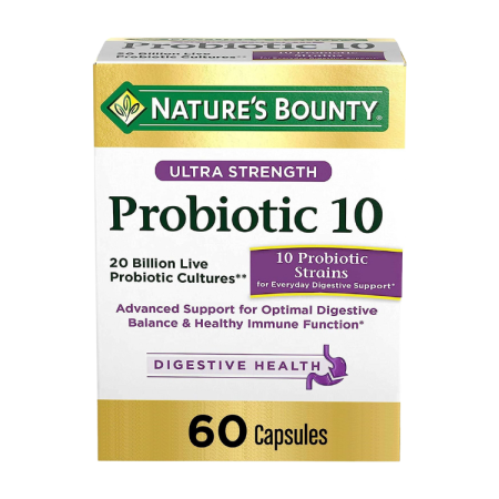 Probiotics by Nature's Bounty, Ultra Strength Probiotic 10, Immune Health & Digestive Balance, 60 Capsules