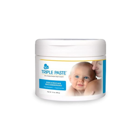Triple Paste Diaper Rash Cream, Hypoallergenic Medicated Ointment for Babies, 16 oz
