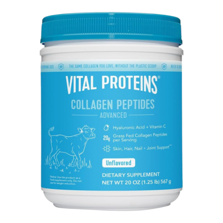Vital Proteins Collagen Peptides Powder with Hyaluronic Acid and Vitamin C, Unflavored, 20 oz