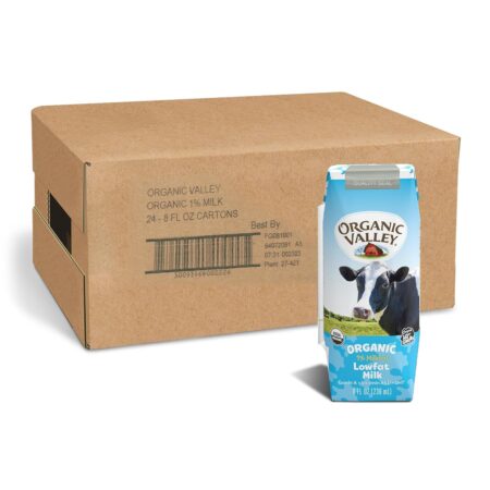 Organic Valley, Milk Boxes, Shelf Stable 1% Milk, Healthy Snacks, 8 Fl Oz (Pack of 24)